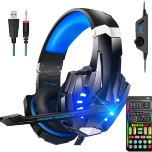 Gaming Voice Changer Headset with Mic, LED Over-Ear Headphones